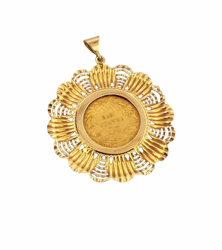 Pendentif Pendentif vintage or 18 carats et pièce de 20 Francs Napoléon 58 Facettes
