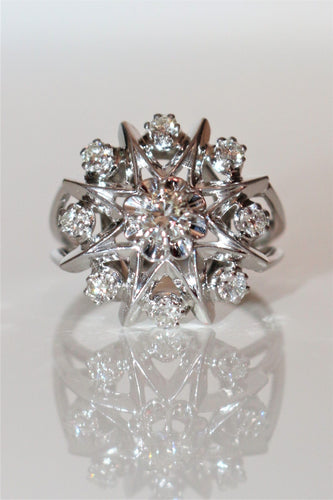 Bague 56 Bague étoile Or Gris Et Diamants 58 Facettes 526