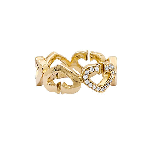 Bague 50 Bague CARTIER,  « Cœurs C », or jaune, diamants. 58 Facettes 34937