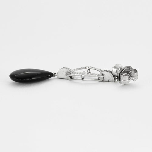 Boucles d'oreilles Boucles d’oreilles style Art Déco Onyx et diamants 58 Facettes