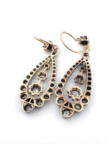 Boucles d'oreilles Boucles d’oreilles en or bas titre et argent et diamants 58 Facettes