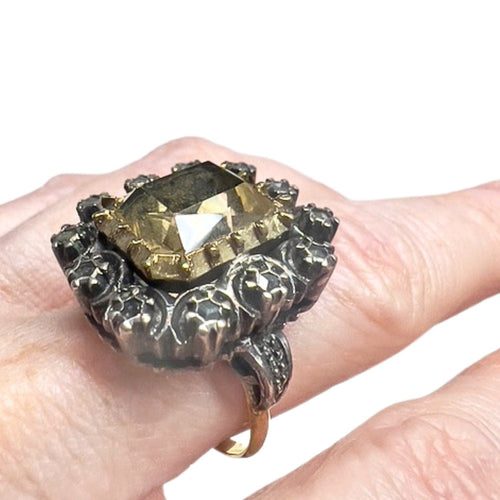 Bague 55 Bague début en or et argent avec saphir et citrine 58 Facettes Q133B (950)