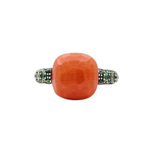 Bague 49 Bague Pomellato "Capri" en or rose, corail et tsavorites. 58 Facettes 34455