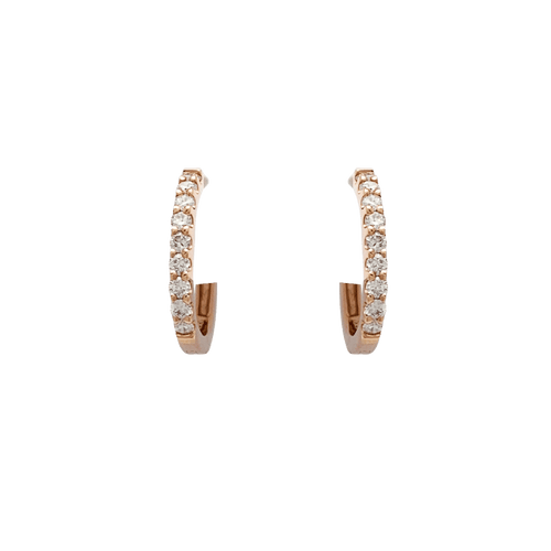 Paire de petites créoles en or rose, diamants. 58 Facettes 34289