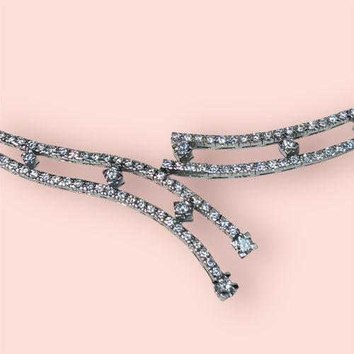 Collier Collier double ligne en or blanc et diamants 58 Facettes 258993