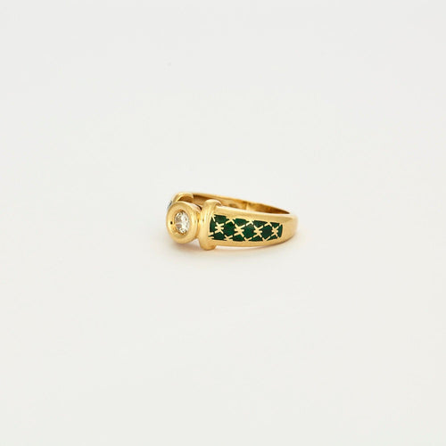 Bague 51 KORLOFF - Bague jonc en or jaune émail et diamant 58 Facettes 23/526