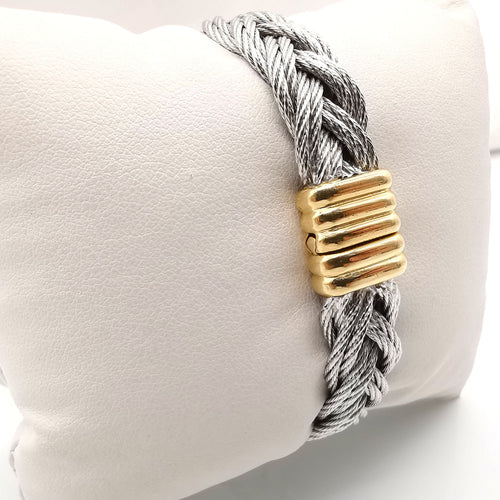 Bracelet FRED - vintage bracelet Force 10 câble acier et or jaune 58 Facettes