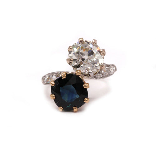 Bague 50 Bague Toi & Moi - Saphir, diamants 58 Facettes 1015