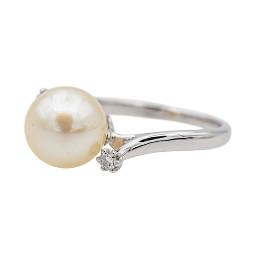 Bague 48.5 Bague Perle Or blanc Diamant, Perle 58 Facettes 3837302RV