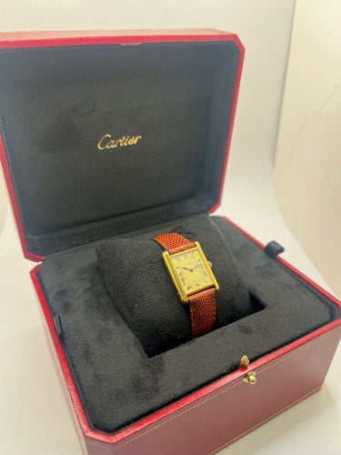 Montre Cartier - Montre Tank Must Vermeil grand modèle en vermeil et argent 58 Facettes