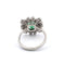 Bague 55 Magnifique bague en or blanc avec une émeraude centrale et des diamants tout autour. 58 Facettes