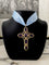 Importante croix en or jaune 18k sertie de 6 améthystes 58 Facettes