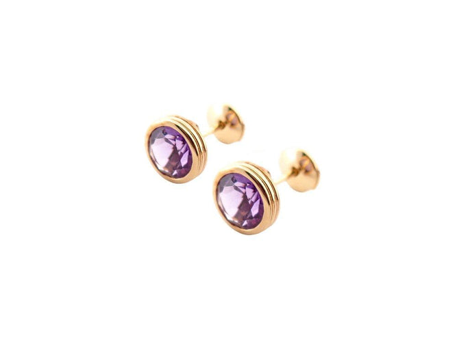 Boucles d'oreilles boucles d'oreilles POIRAY puces lolita amethyste or 18k  s 58 Facettes 266257