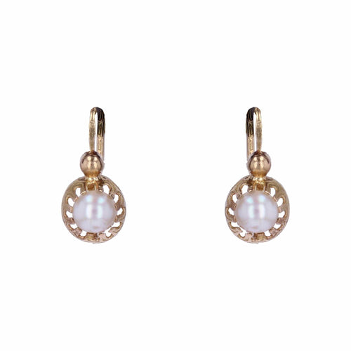 Boucles d'oreilles Fines dormeuses anciennes or jaune perle 58 Facettes 19-022A