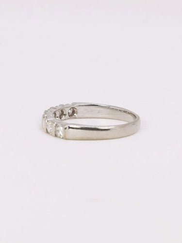 Bague 51 Alliance or blanc diamants 0,5 ct 58 Facettes J363