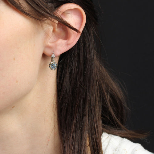 Boucles d'oreilles Boucles d'oreilles dormeuses aigues-marines et diamants 58 Facettes 24-193