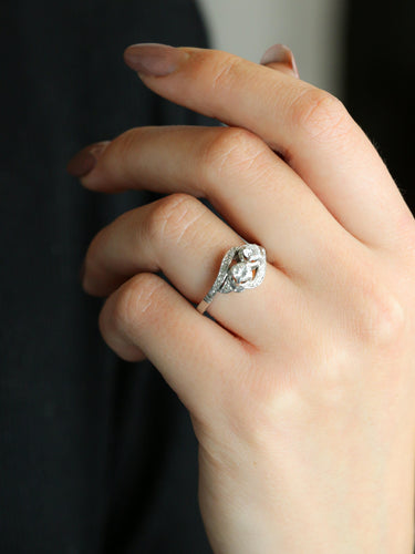 Bague 52 Bague vintage toi et moi or blanc diamants 58 Facettes 1110.5