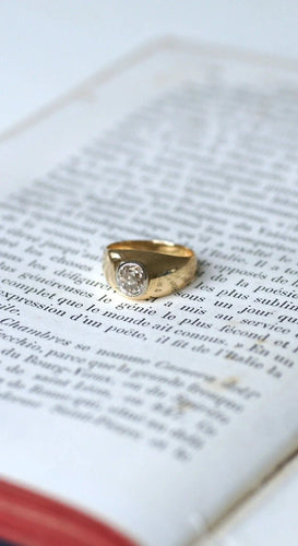Bague Bague Jonc Or et Diamant Taille Ancienne 58 Facettes