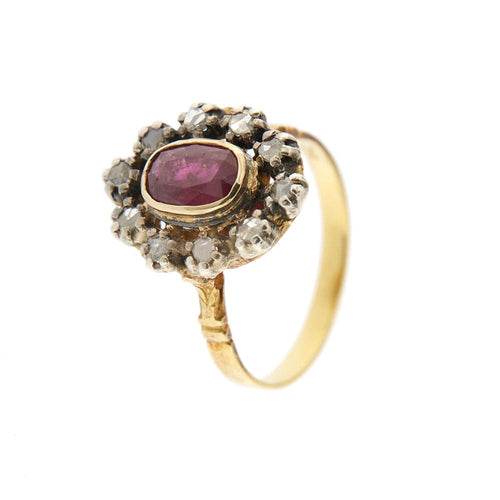 Bague Bague or jaune, rubis et diamants 58 Facettes 33019