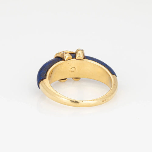 Bague 54 Bague Cartier Double C en diamants et lapis-lazuli, années 1970, 6,75 po, bijou fin signé 58 Facettes G13565