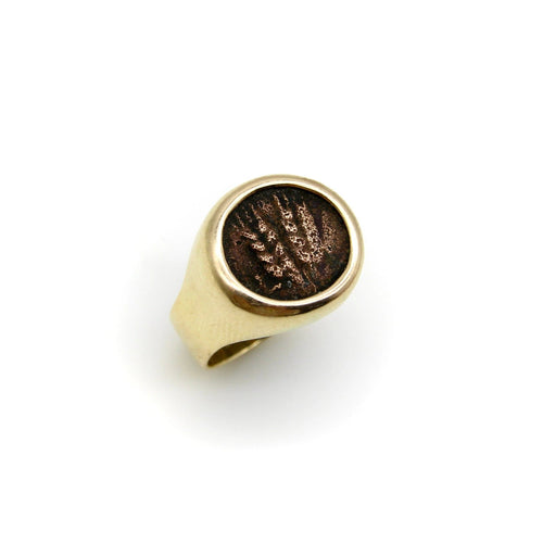 Bague 53.5 Bague ancienne en or avec pièce de monnaie du roi Agrippa Ier 58 Facettes