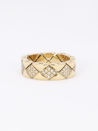Bague 59 CHANEL Bague "Matelassé" vintage or jaune diamants 58 Facettes 1107.4