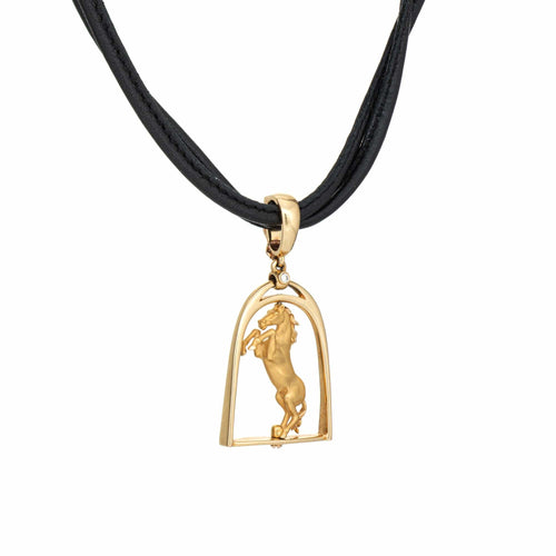 Collier Carrera y Carrera - Collier Cheval Diamant Or et Cuir 58 Facettes G14229