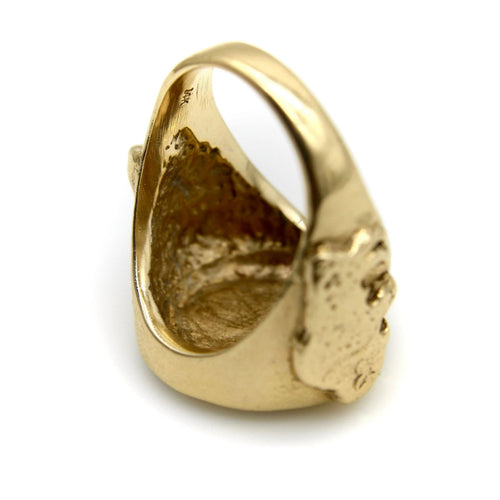 Bague Bague vintage en or 14 carats avec portrait d'Amérindien Buffalo Nickel 58 Facettes