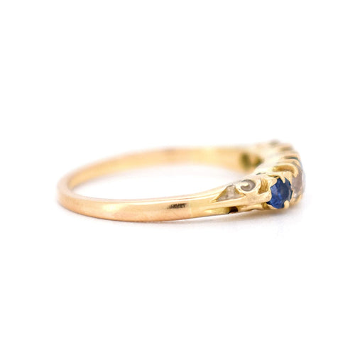Bague 54 Bague Jarretière Belle Époque, Or jaune, Saphirs et Diamants Naturels 58 Facettes 378