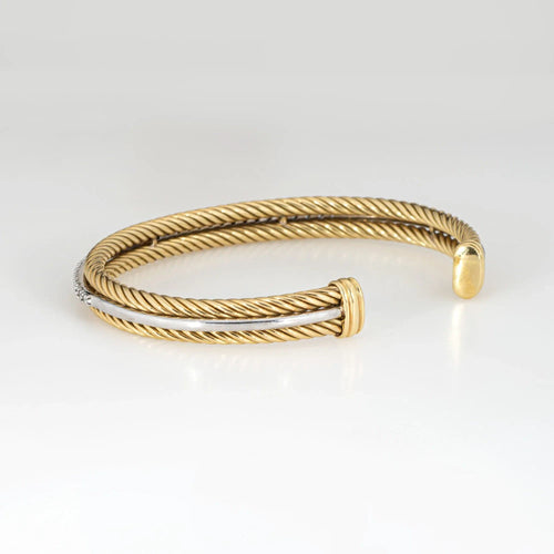 Bracelet Bracelet manchette en or jaune 18 carats serti de diamants, signé David Yurman 58 Facettes G13729