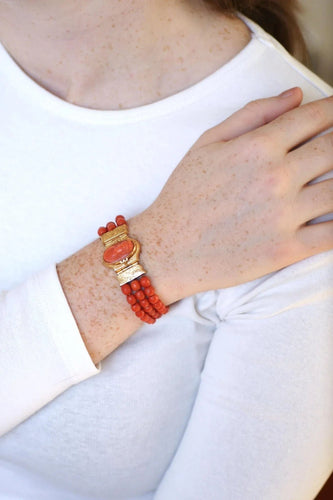 Bracelet Bracelet ancien or jaune, corail, camée 58 Facettes