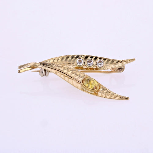 Broche Broche double feuille en or 58 Facettes CVBR85