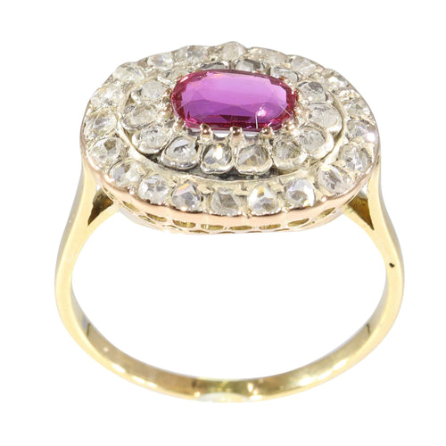 Bague 54 Beauté délicate : bague victorienne avec tourmaline rose violacée 58 Facettes 24150-0100