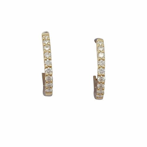 Boucles d'oreilles Paire de petites créoles en or jaune, diamants. 58 Facettes 33575