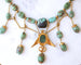 Collier Collier Ancien Néo-Égyptien Or Jaune et Turquoises 58 Facettes