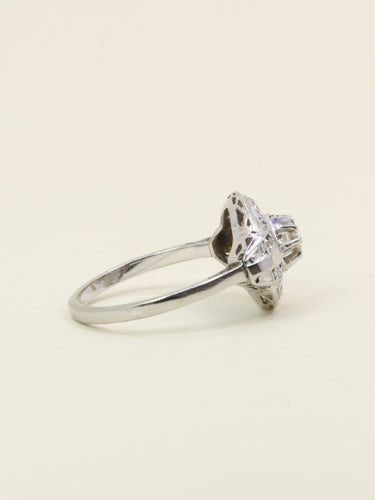 Bague 53 Bague Art Déco cible or blanc platine diamants 58 Facettes 1192.4