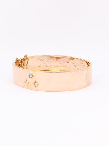 Bracelet Bracelet jonc maçonnique or rose perles fines 58 Facettes 1133.1