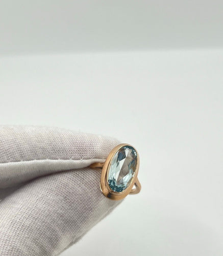 Bague 53 Bague or rose et Aigue-Marine 5 ct 58 Facettes