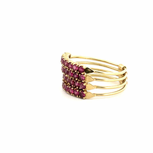 Bague 57 Bague Multi-Rangs Or Jaune & Rubis 58 Facettes 7-GS34284-1