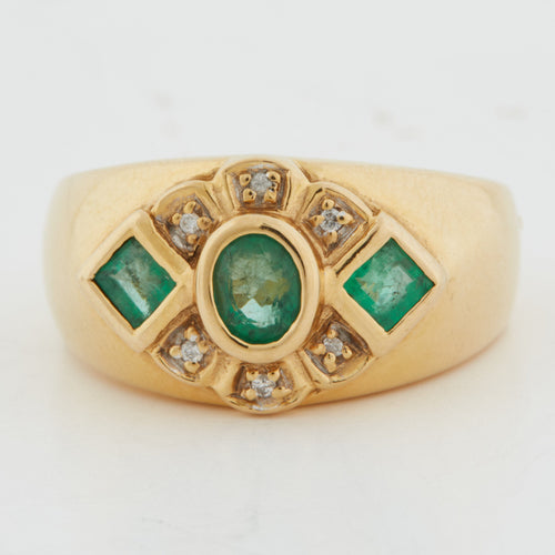 Bague 55 Bague Or Jaune - Emeraudes et Diamants 58 Facettes RÉF 6200/10