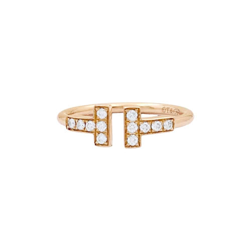 Bague 53 Bague Tiffany & Co, "Wire" collection "Tiffany T" or rose et diamants. 58 Facettes 34926