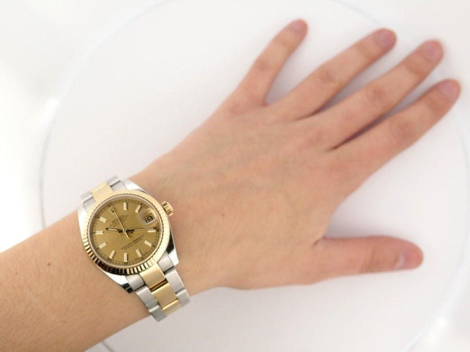 Montre montre ROLEX datejust champagne 178273 31 mm or & acier automatique 58 Facettes 249203