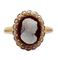 Bague 55.5 Bague marquise or jaune, camée sur agate, perles (circa 1900) 58 Facettes A04862