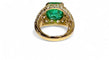 Bague en or jaune 18 carats diamants et émeraude 58 Facettes