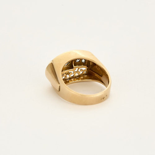 Bague 55 Bague Tank en or jaune, platine et diamants 58 Facettes CHA1051