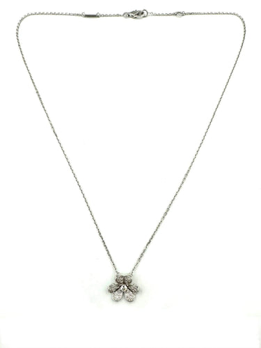 Collier VAN CLEEF & ARPELS. Collection "Mini Frivole", collier or blanc 18K et diamants (full set) 58 Facettes