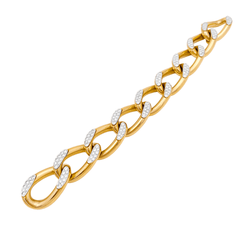 Bracelet Bracelet gourmette vintage or rose, or blanc, diamants. 58 Facettes 34623
