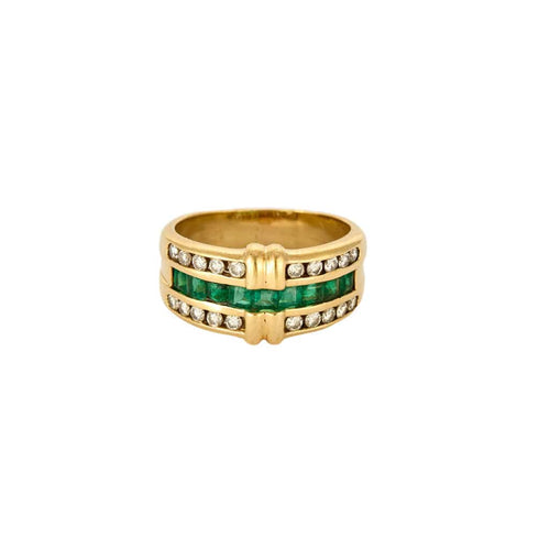 Bague 54 Bague or jaune et émeraudes 58 Facettes DIE1133