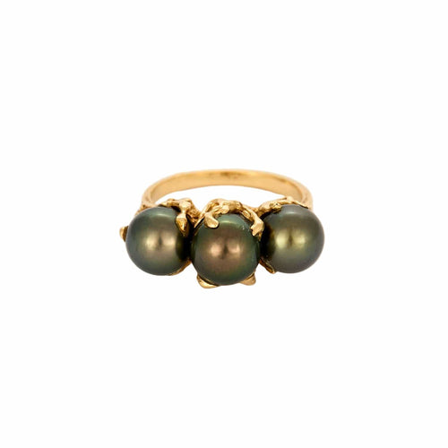 Bague 52,5 Bague en or jaune et perles de cultures de Tahiti 58 Facettes BIA1084X3