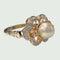 Bague SORTIJA DE DISEÑO ART DECO ÉPOCA 1930- 1935 de ORO 18 kts con DIAMANTES s y PERLA de cultivo. 58 Facettes Q988A